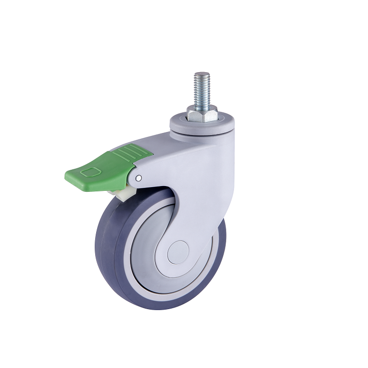ZOGO 58series 4" 100mm TPR Caster with Brake Full-Plastic Medical Caster Wheel