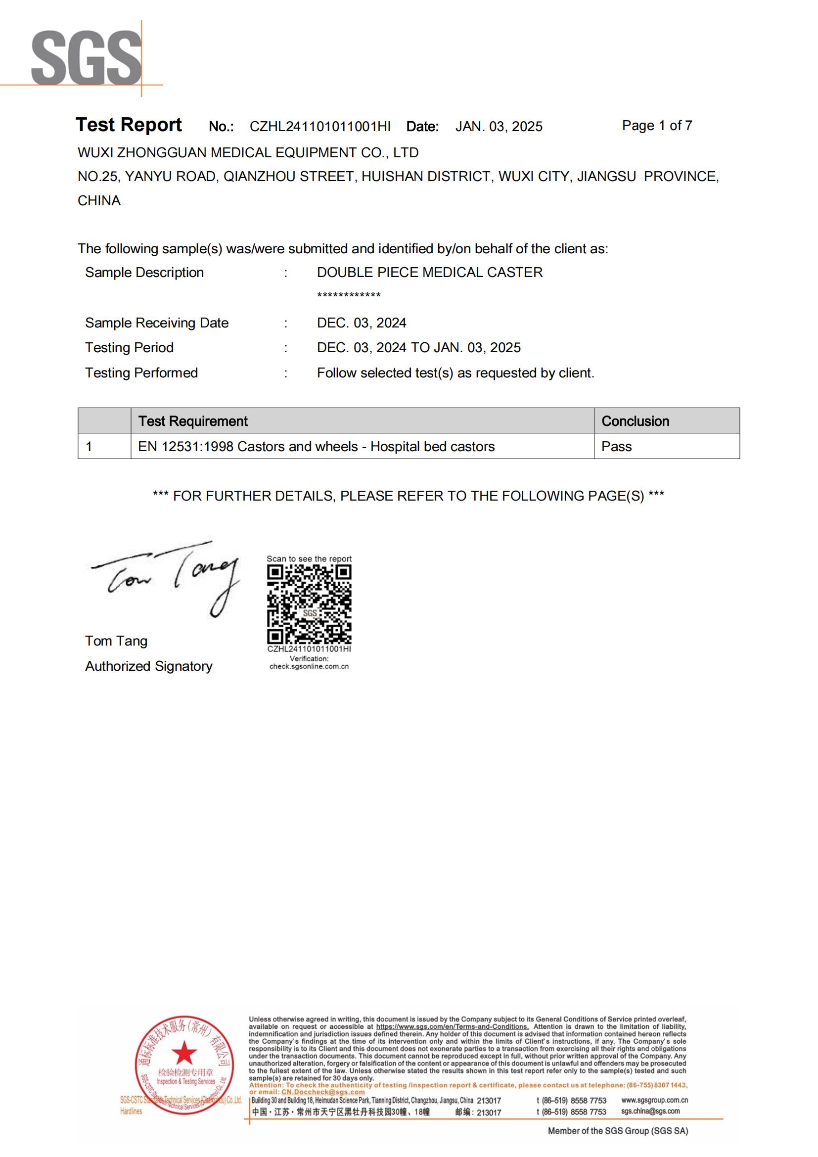61series EN12531 SGS Testing Report